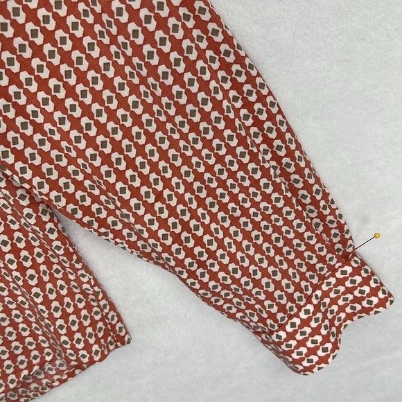 LOFT Women’s Rayon Blouse Size L Dusty Rose & Tan Geometric Print - Picture 6 of 11